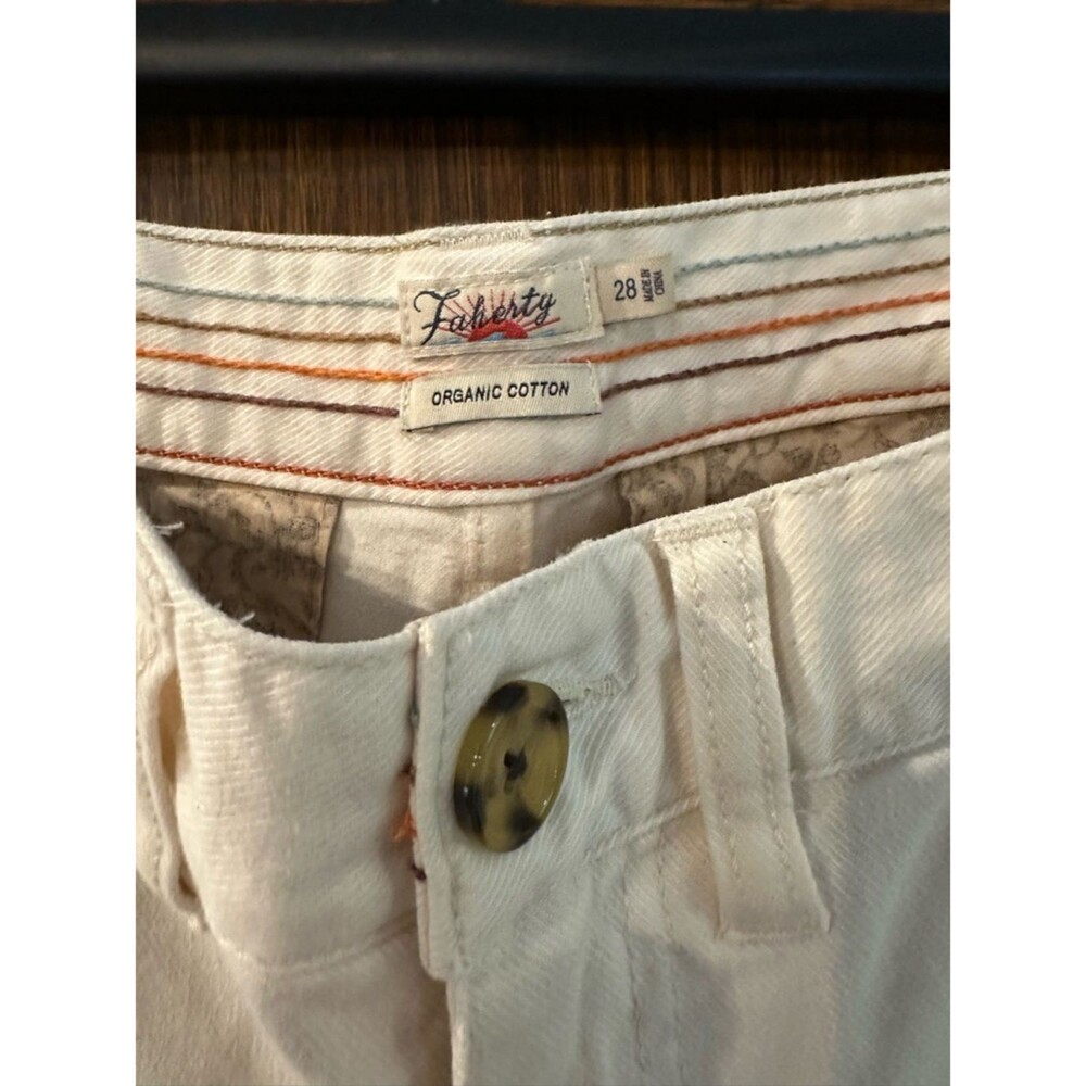 Faherty Off-White High-Rise Straight Leg Pants Organic - Picture 3 of 7